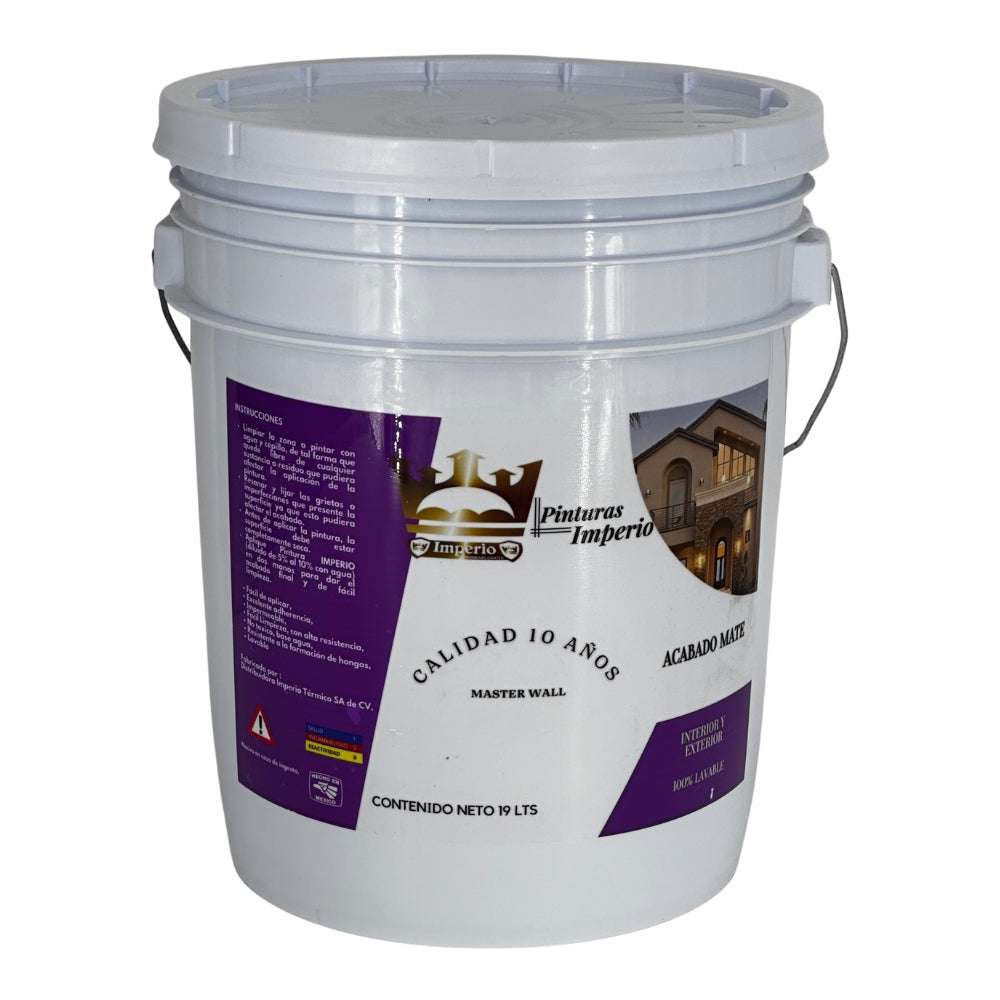 Pintura 10 Años Lavable para Interiores y Exteriores color blanca 19 Lts