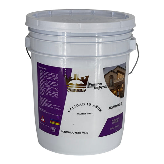 Pintura 10 Años Lavable para Interiores y Exteriores color blanca 19 Lts